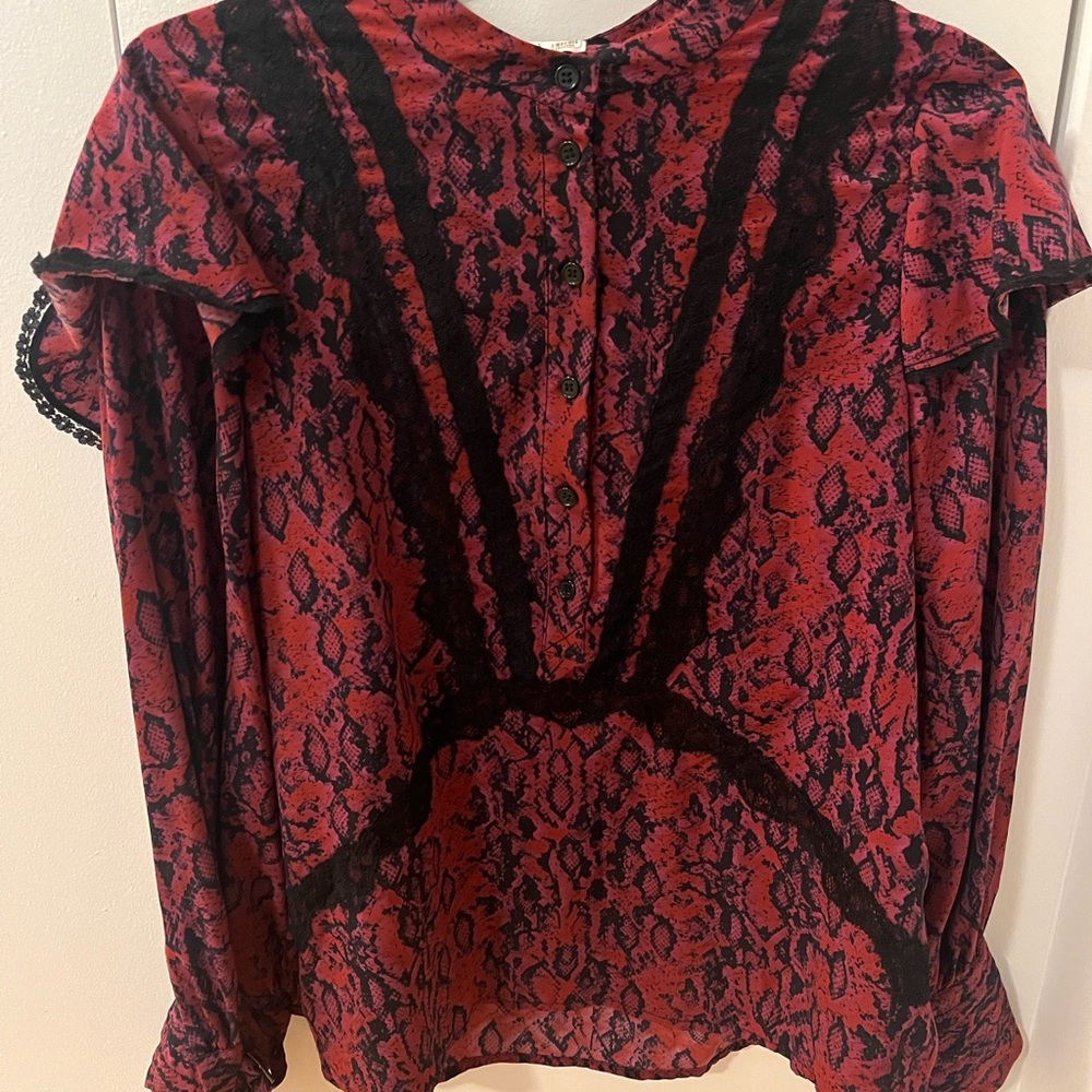Elegant Red and Black Lace Blouse